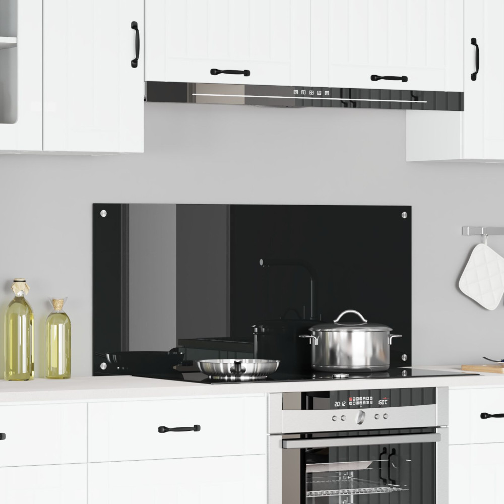 Produktbild för Köksskydd Svart 110 x 50 cm härdat glas