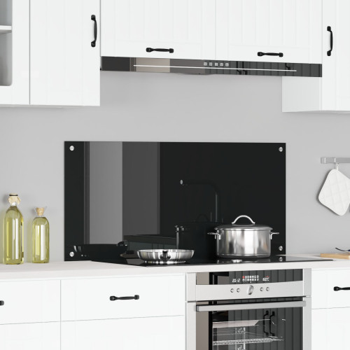 vidaXL Köksskydd Svart 110 x 50 cm härdat glas