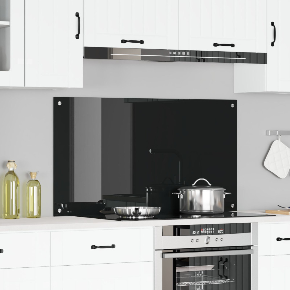 Produktbild för Köksskydd Svart 110 x 60 cm härdat glas