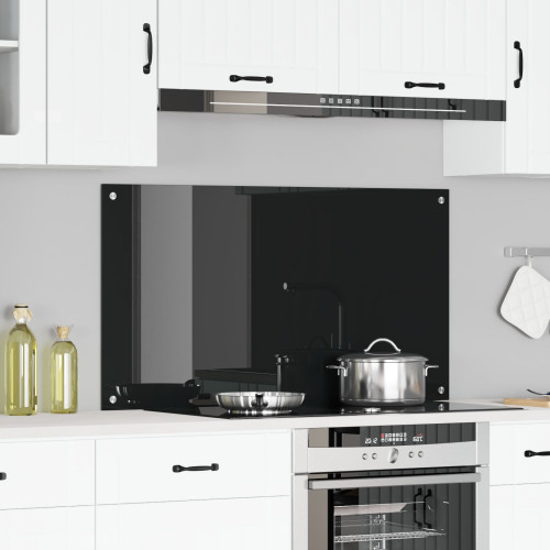 vidaXL Köksskydd Svart 110 x 60 cm härdat glas