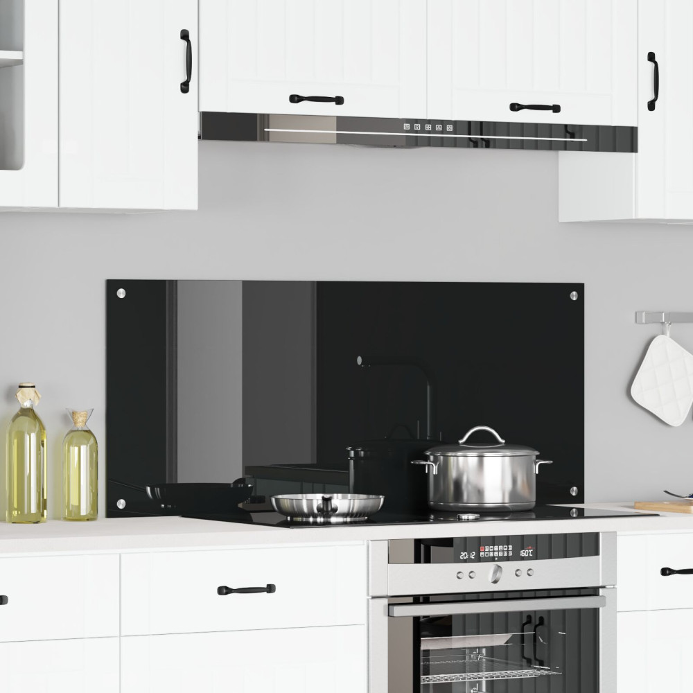 Produktbild för Köksskydd Svart 120 x 50 cm härdat glas