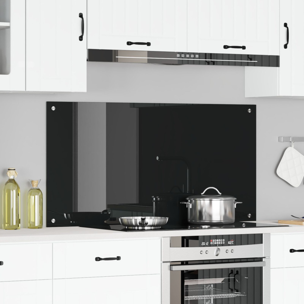 Produktbild för Köksskydd Svart 120 x 60 cm härdat glas