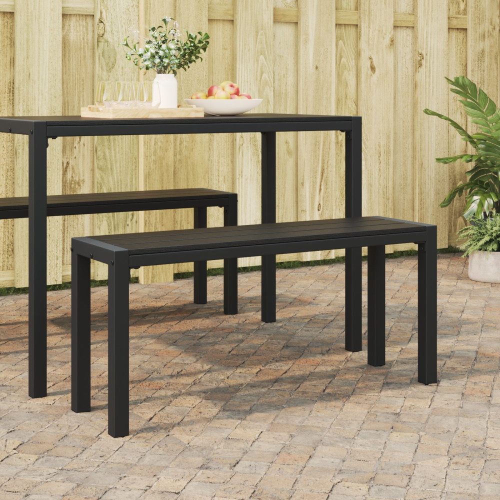 Produktbild för Trädgårdsbänk Svart 100 x 28 x 45cm Stål