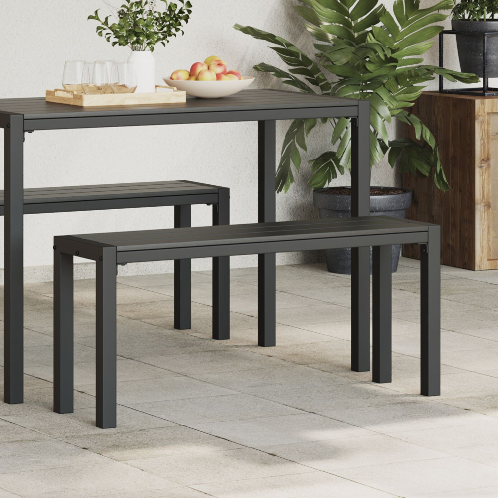 Produktbild för Trädgårdsbänk Svart 100 x 28 x 45cm Stål