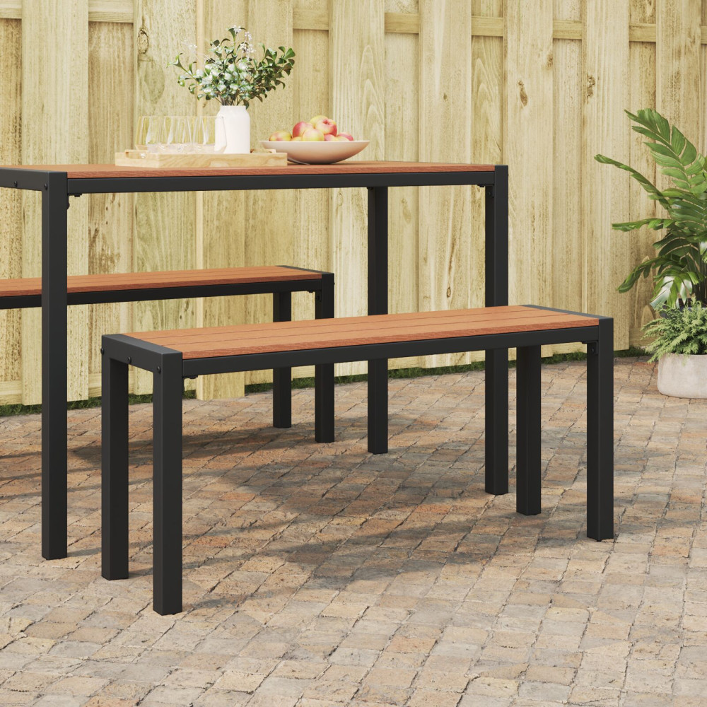 Produktbild för Trädgårdsbänk Brun 100 x 28 x 45cm Stål
