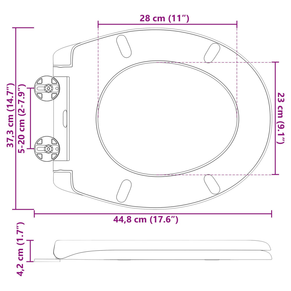 Produktbild för Toalettstol Svart 47 x 37 x 4 cm Duroplast