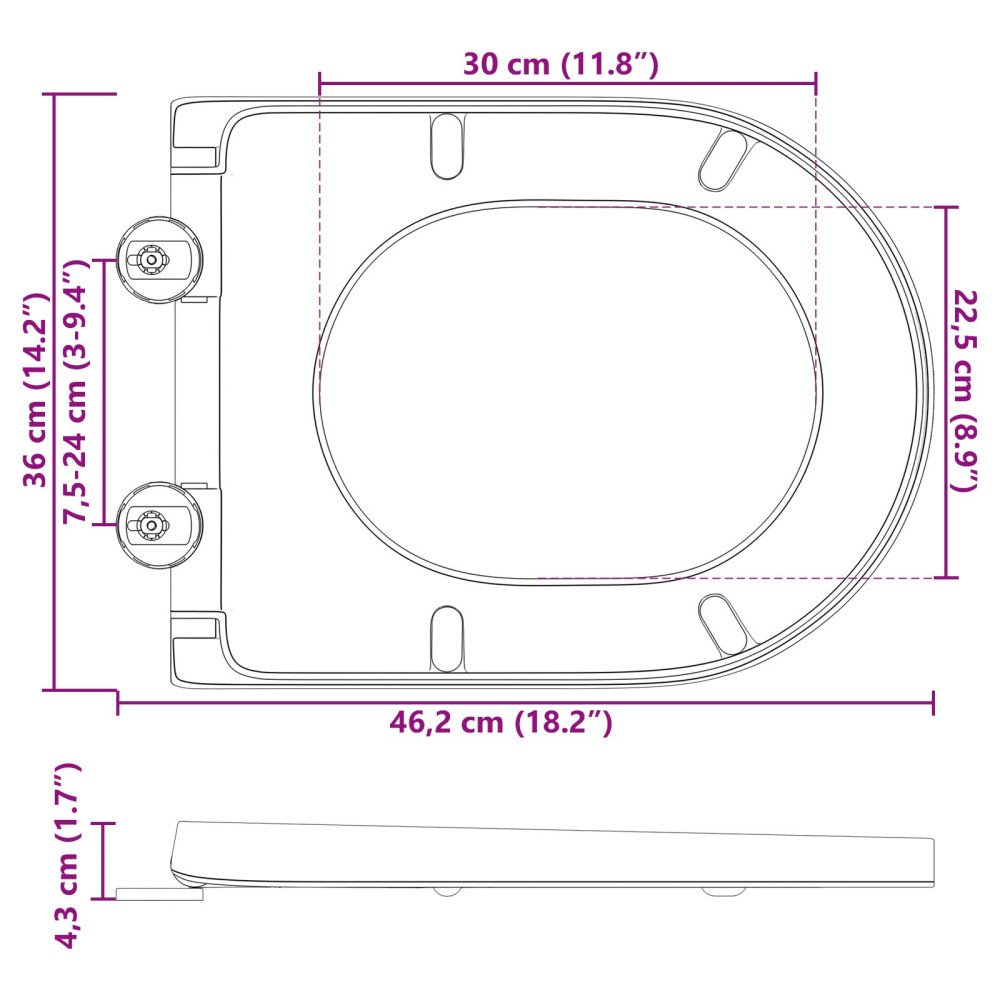 Produktbild för Toalettstol Vit 49 x 36 x 4 cm Duroplast