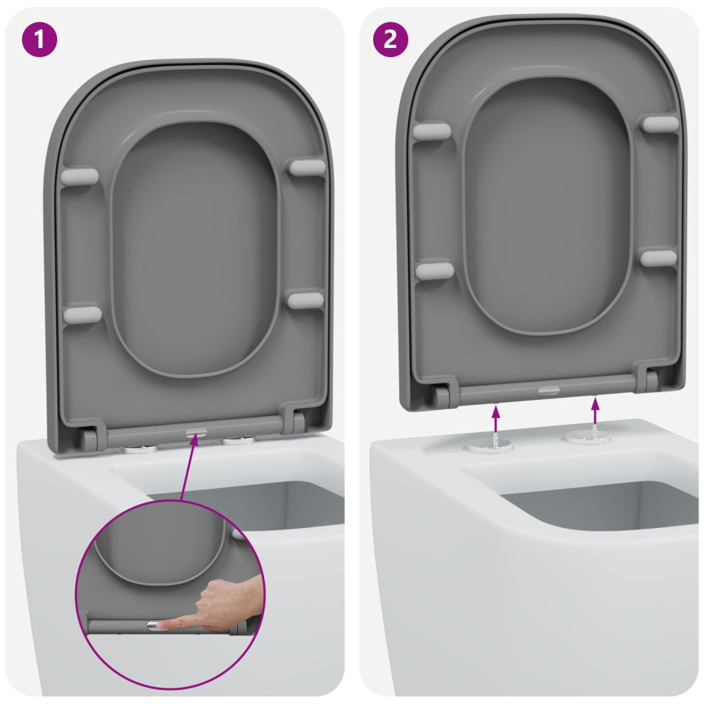 Produktbild för Toalettstol Grå 47,5 x 35 x 3,6 cm Duroplast