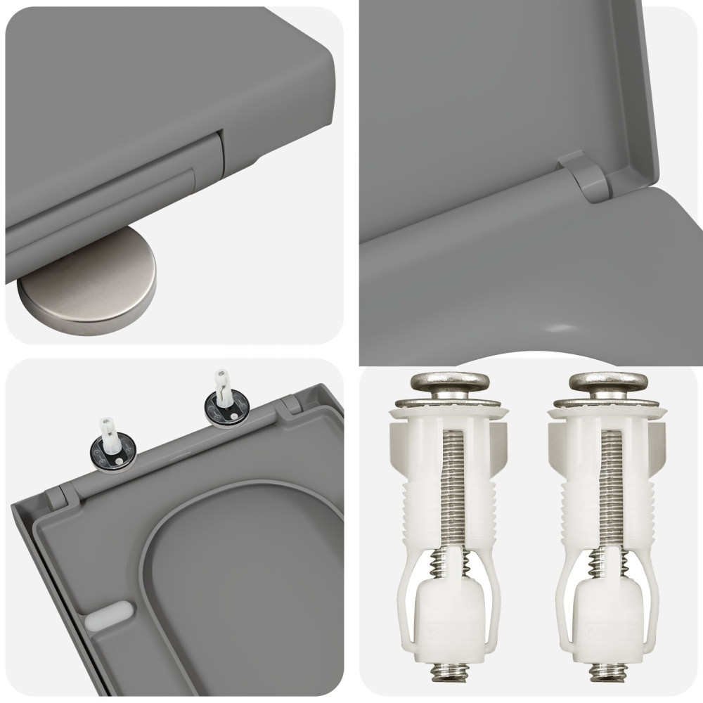 Produktbild för Toalettstol Grå 47,5 x 35 x 3,6 cm Duroplast