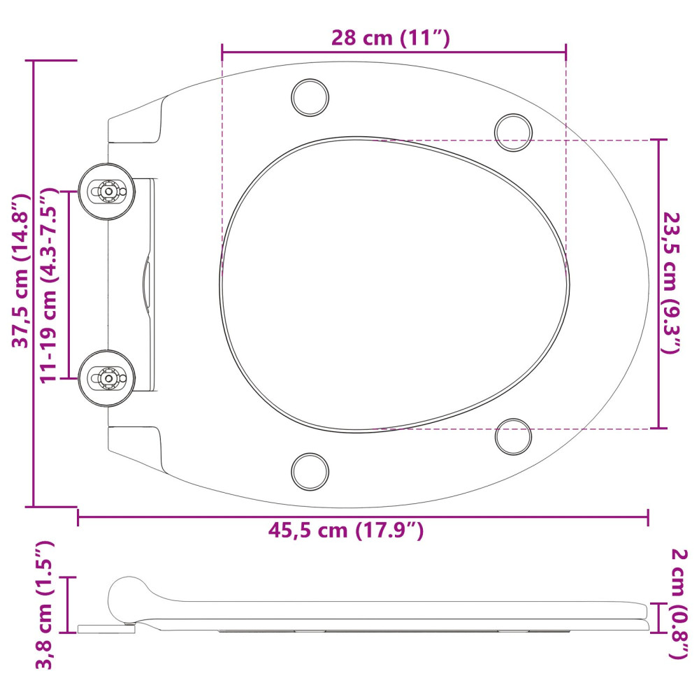 Produktbild för Toalettstol Antracit 45,5 x 37,5 x 3,8 cm Duroplast