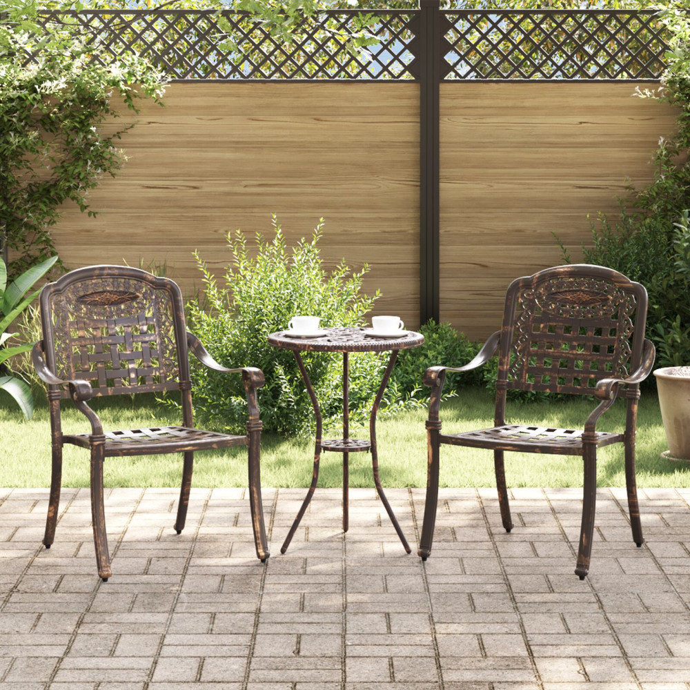 Produktbild för Trädgård Stol 2 pcs Brons 55 x 56,5 x 91cm Aluminium