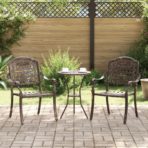 vidaXL Trädgård Stol 2 pcs Brons 55 x 56,5 x 91cm Aluminium