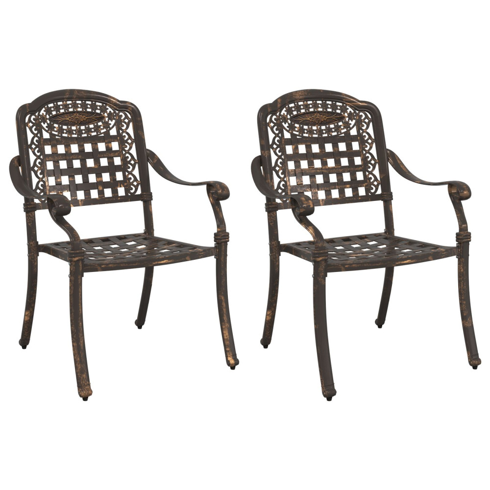 Produktbild för Trädgård Stol 2 pcs Brons 55 x 56,5 x 91cm Aluminium