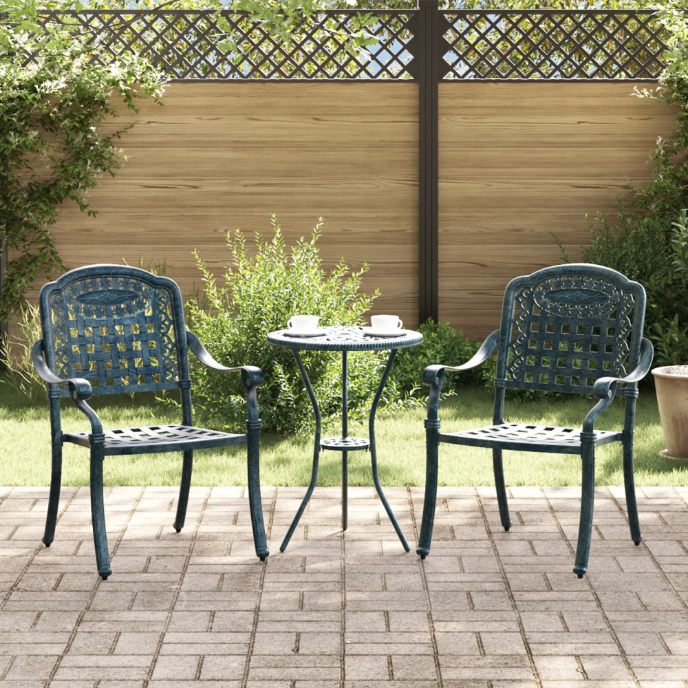 Produktbild för Trädgård Stol 2 pcs Grön 55 x 56,5 x 91cm Aluminium