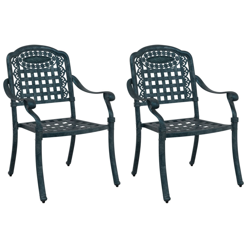 Produktbild för Trädgård Stol 2 pcs Grön 55 x 56,5 x 91cm Aluminium
