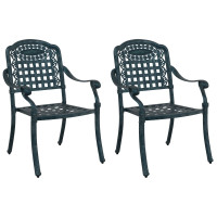 Produktbild för Trädgård Stol 2 pcs Grön 55 x 56,5 x 91cm Aluminium