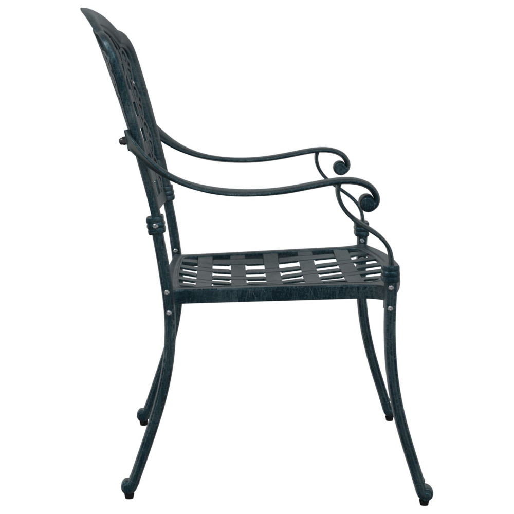 Produktbild för Trädgård Stol 2 pcs Grön 55 x 56,5 x 91cm Aluminium