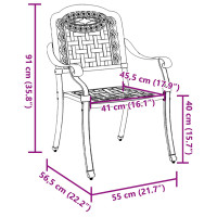 Produktbild för Trädgård Stol 2 pcs Grön 55 x 56,5 x 91cm Aluminium