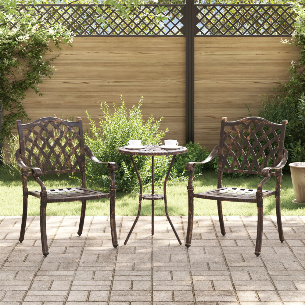 Produktbild för Trädgård Stol 2 pcs Brons 56 x 55 x 92,5 cm Aluminium