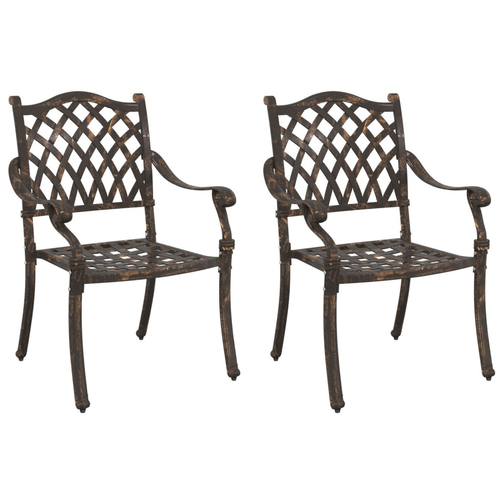 Produktbild för Trädgård Stol 2 pcs Brons 56 x 55 x 92,5 cm Aluminium