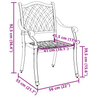 Produktbild för Trädgård Stol 2 pcs Brons 56 x 55 x 92,5 cm Aluminium