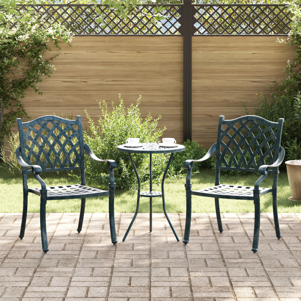 Produktbild för Trädgård Stol 2 pcs Grön 56 x 55 x 92,5 cm Aluminium