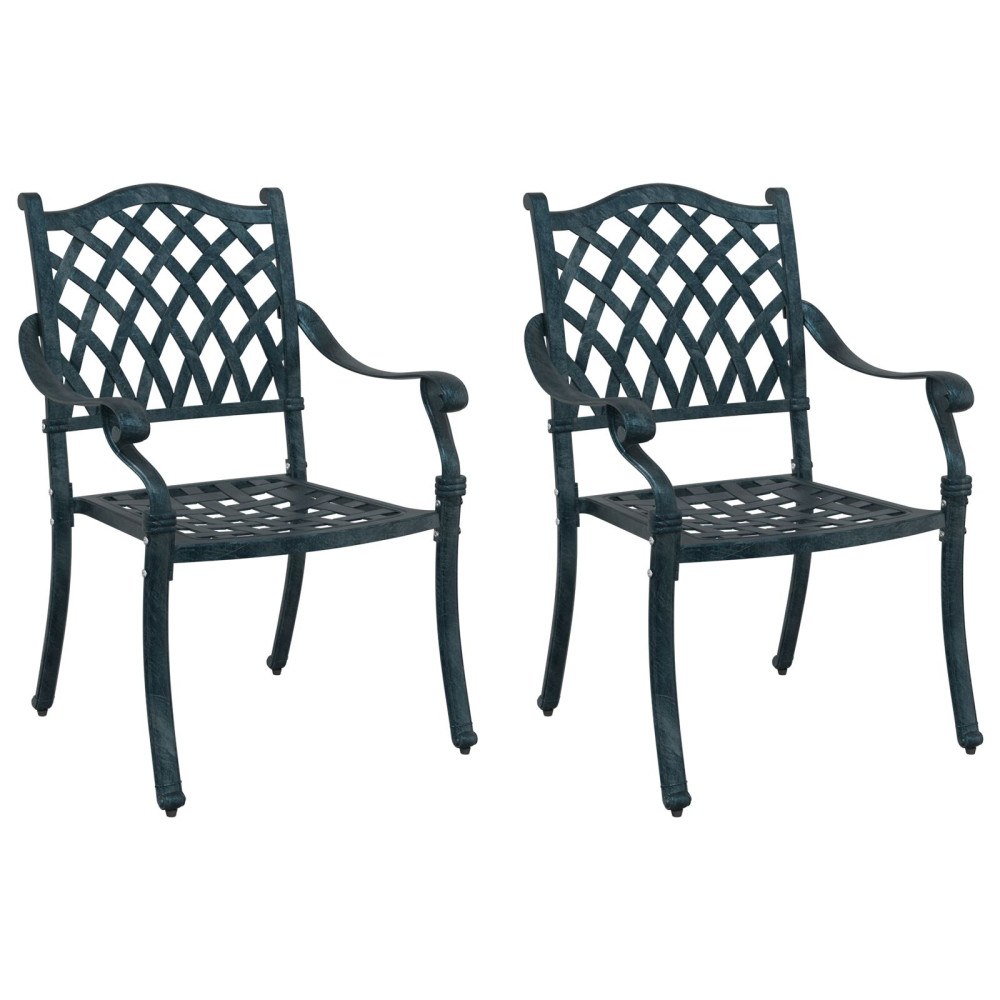 Produktbild för Trädgård Stol 2 pcs Grön 56 x 55 x 92,5 cm Aluminium