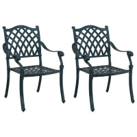 Produktbild för Trädgård Stol 2 pcs Grön 56 x 55 x 92,5 cm Aluminium