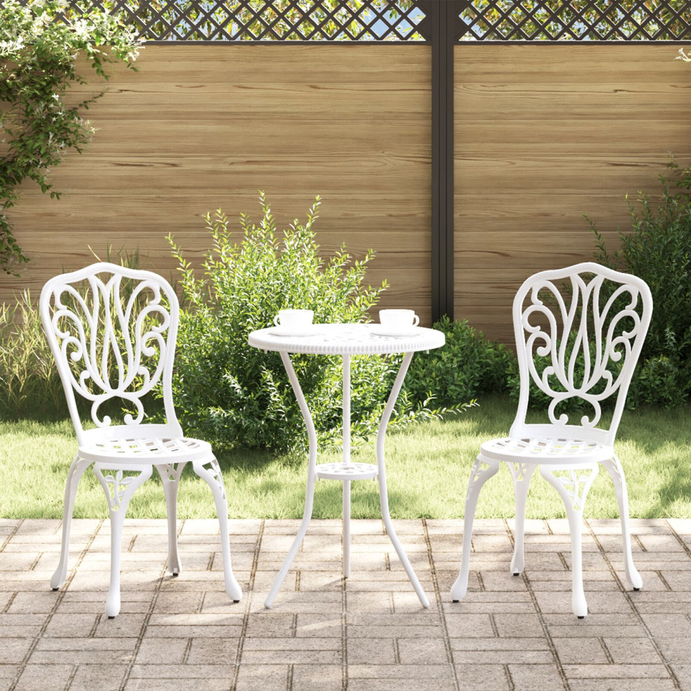 Produktbild för Trädgårds Bistro Set 3 pcs Vit Aluminium