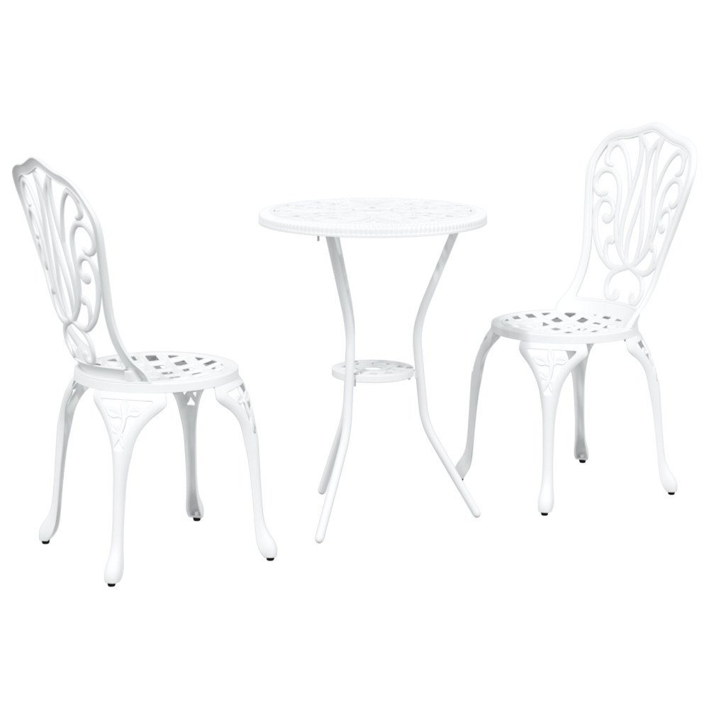Produktbild för Trädgårds Bistro Set 3 pcs Vit Aluminium