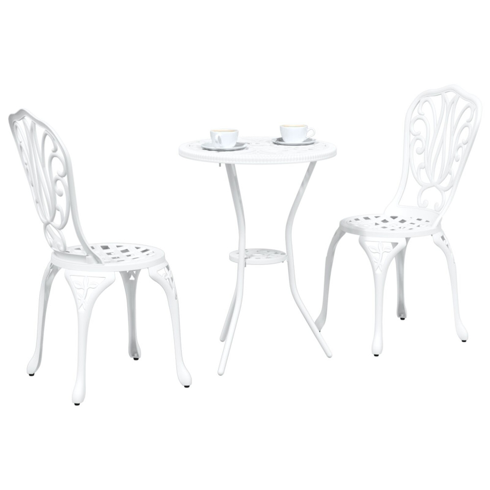 Produktbild för Trädgårds Bistro Set 3 pcs Vit Aluminium