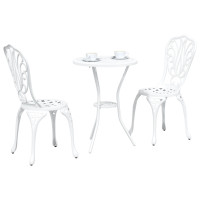 Produktbild för Trädgårds Bistro Set 3 pcs Vit Aluminium