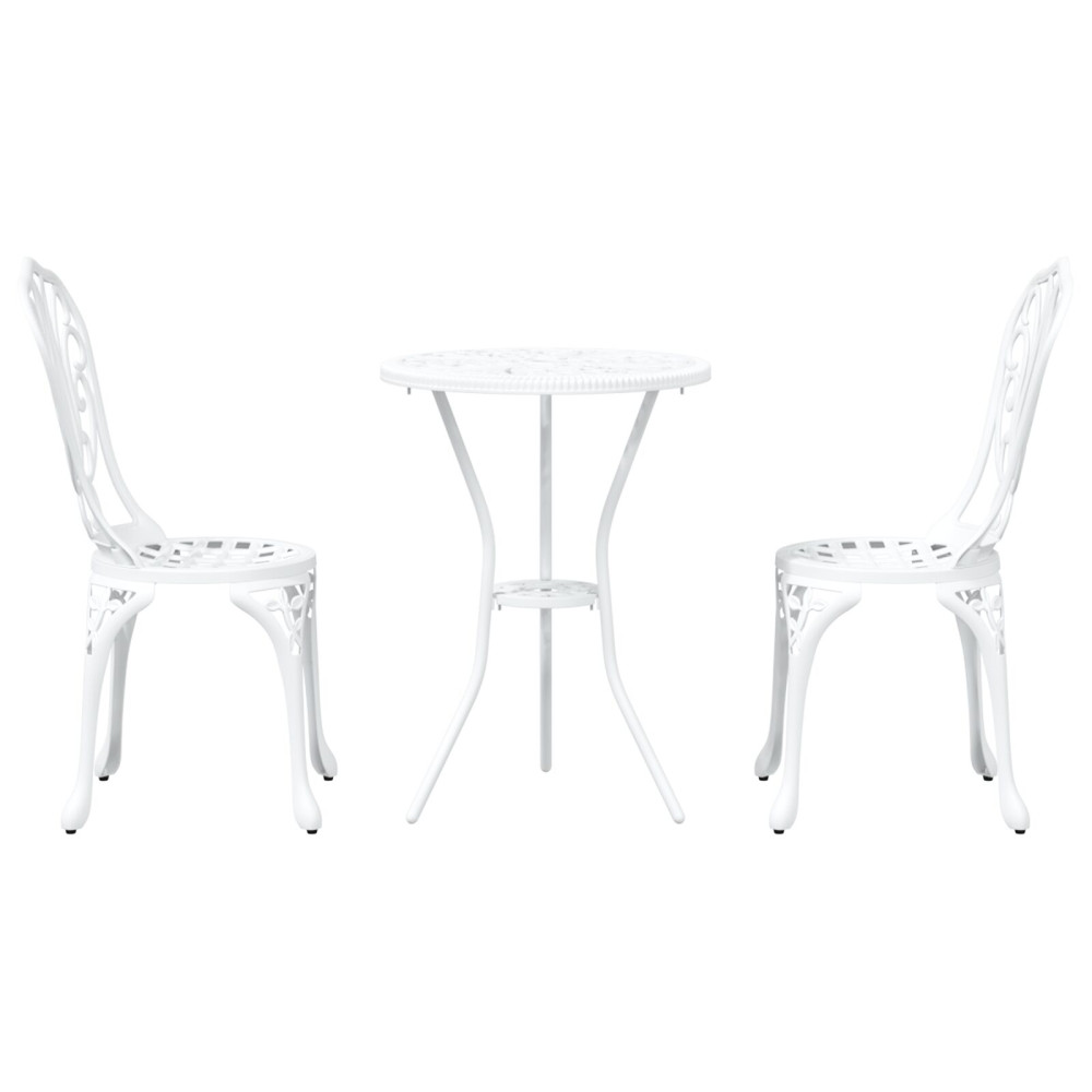 Produktbild för Trädgårds Bistro Set 3 pcs Vit Aluminium