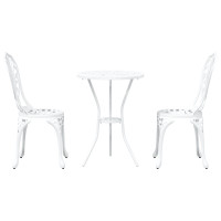 Produktbild för Trädgårds Bistro Set 3 pcs Vit Aluminium