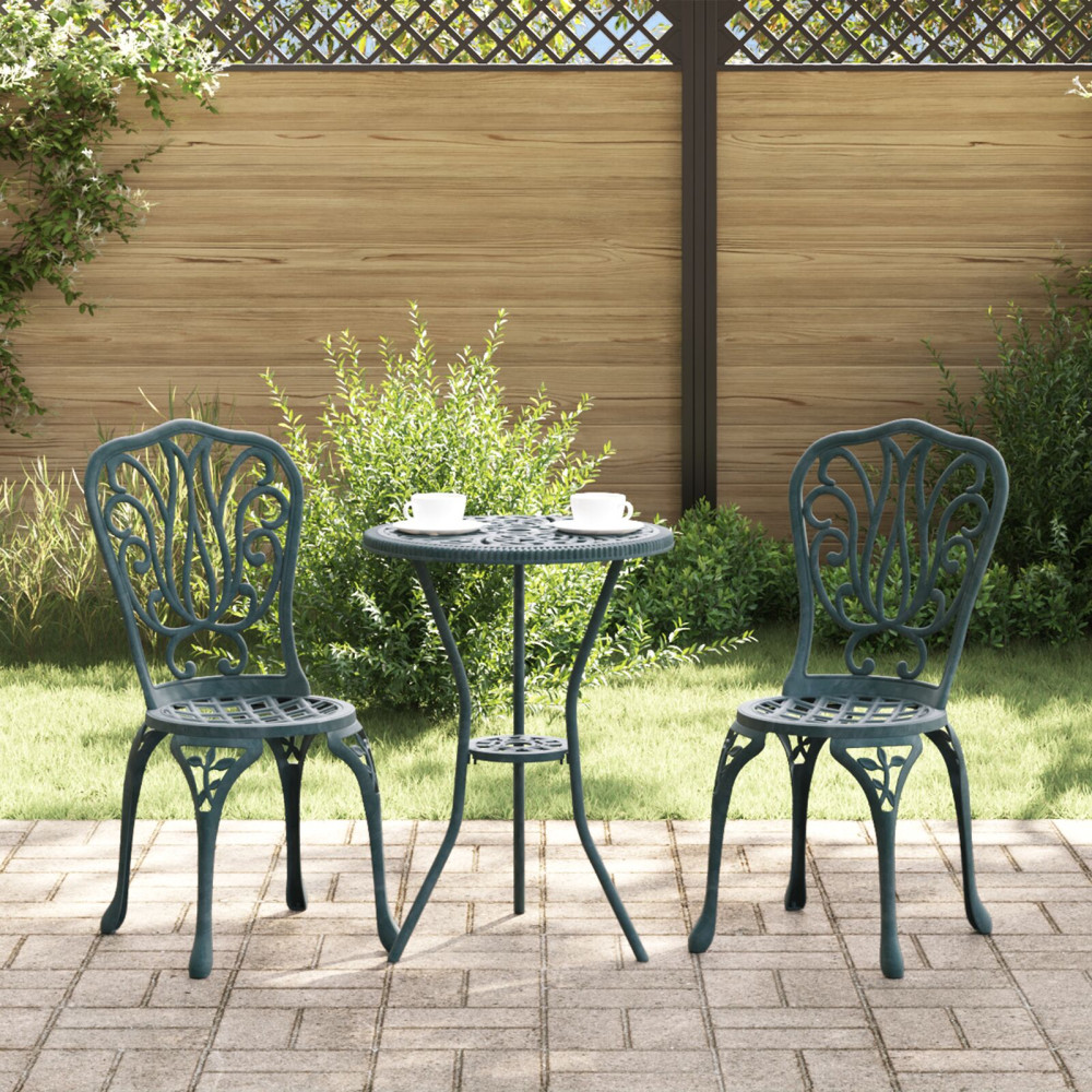 Produktbild för Trädgårds Bistro Set 3 pcs Grön Aluminium