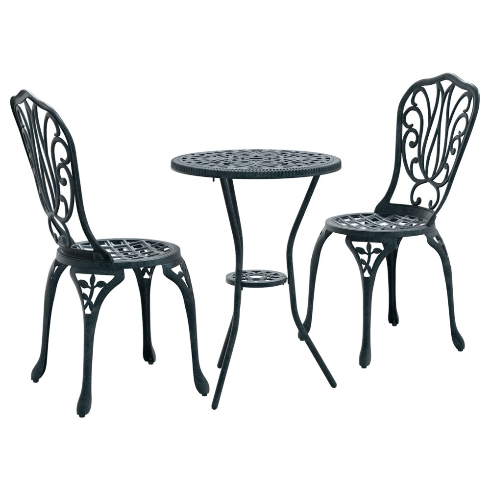 Produktbild för Trädgårds Bistro Set 3 pcs Grön Aluminium