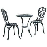 Produktbild för Trädgårds Bistro Set 3 pcs Grön Aluminium