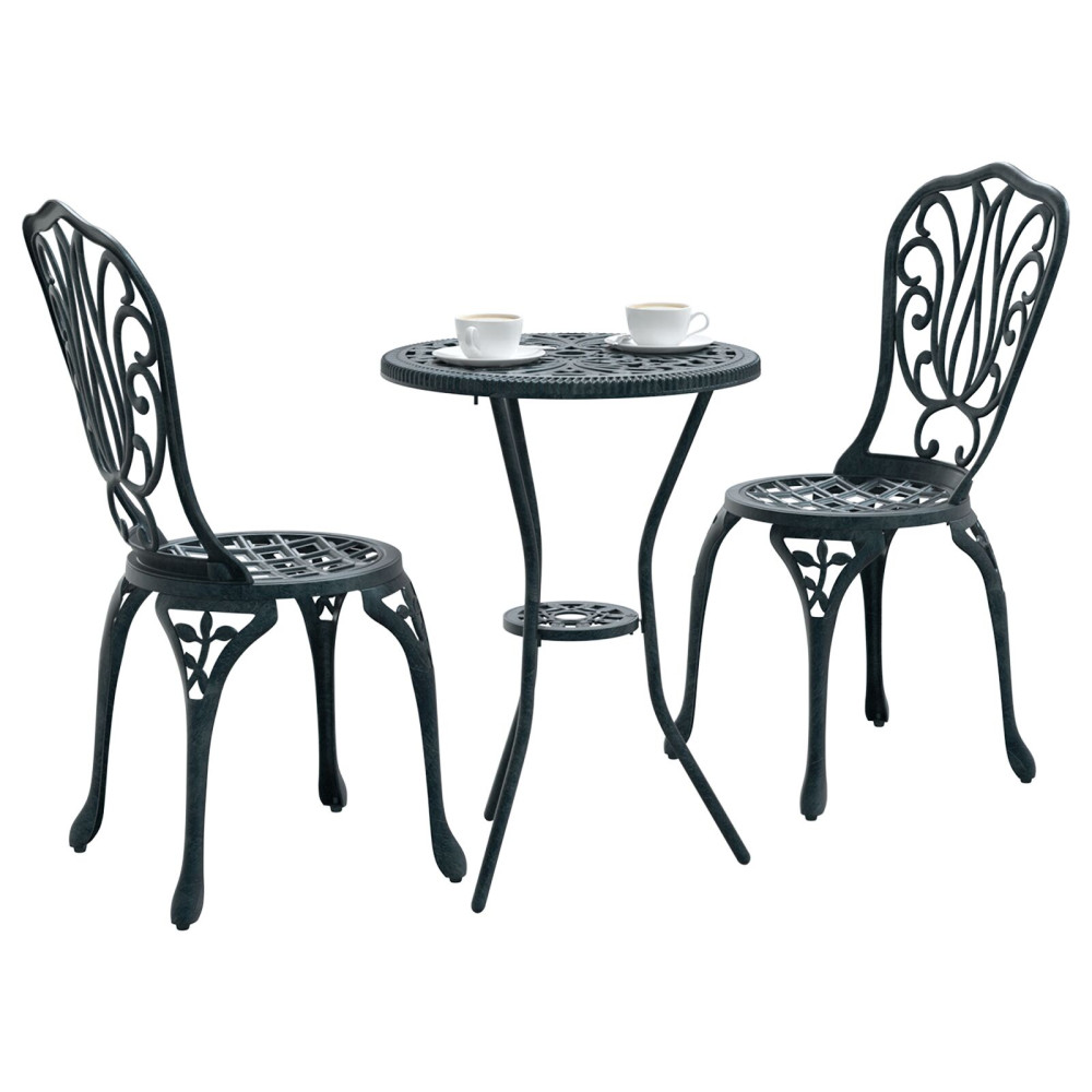 Produktbild för Trädgårds Bistro Set 3 pcs Grön Aluminium