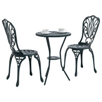 Produktbild för Trädgårds Bistro Set 3 pcs Grön Aluminium