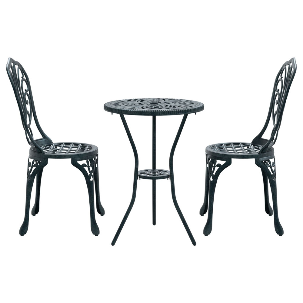 Produktbild för Trädgårds Bistro Set 3 pcs Grön Aluminium