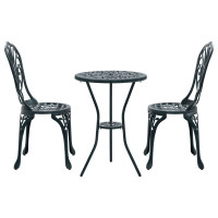 Produktbild för Trädgårds Bistro Set 3 pcs Grön Aluminium