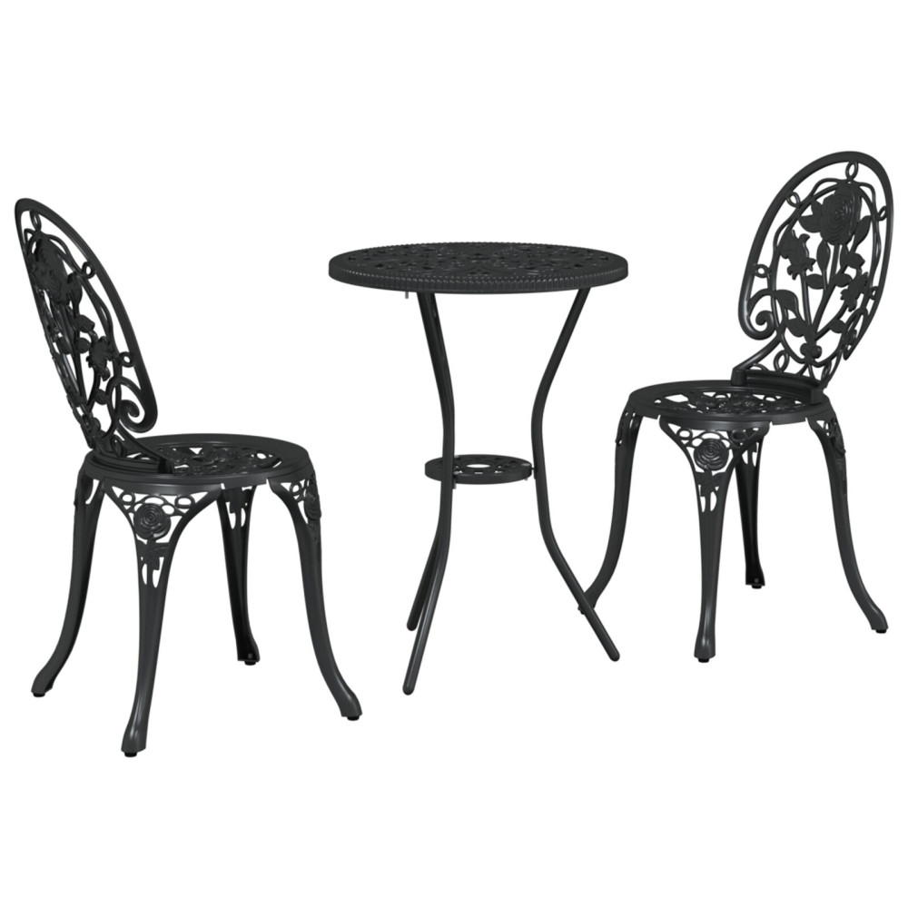 Produktbild för Trädgårds Bistro Set 3 pcs Svart Aluminium