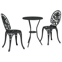 Produktbild för Trädgårds Bistro Set 3 pcs Svart Aluminium
