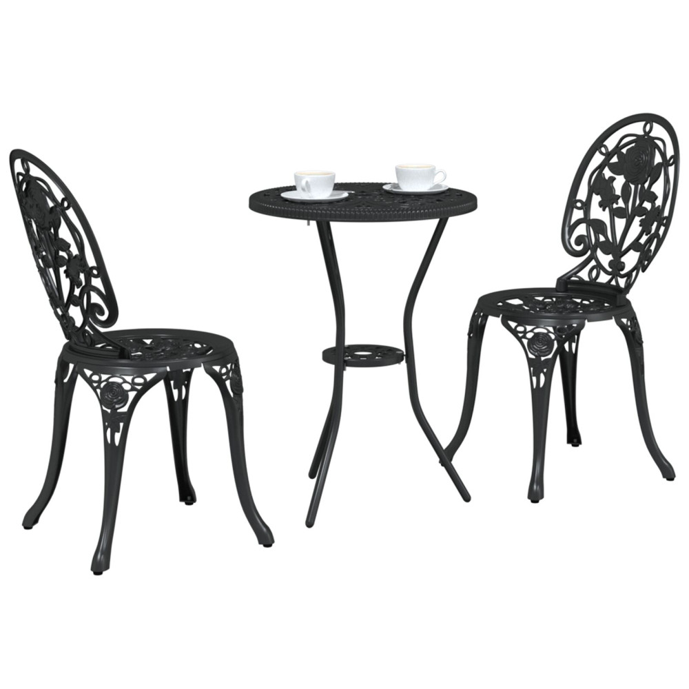 Produktbild för Trädgårds Bistro Set 3 pcs Svart Aluminium