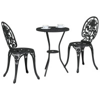 Produktbild för Trädgårds Bistro Set 3 pcs Svart Aluminium