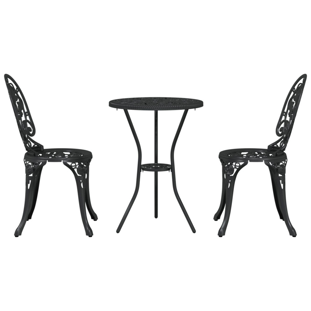 Produktbild för Trädgårds Bistro Set 3 pcs Svart Aluminium