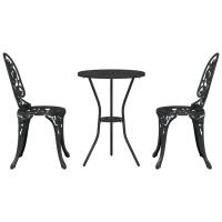 Produktbild för Trädgårds Bistro Set 3 pcs Svart Aluminium
