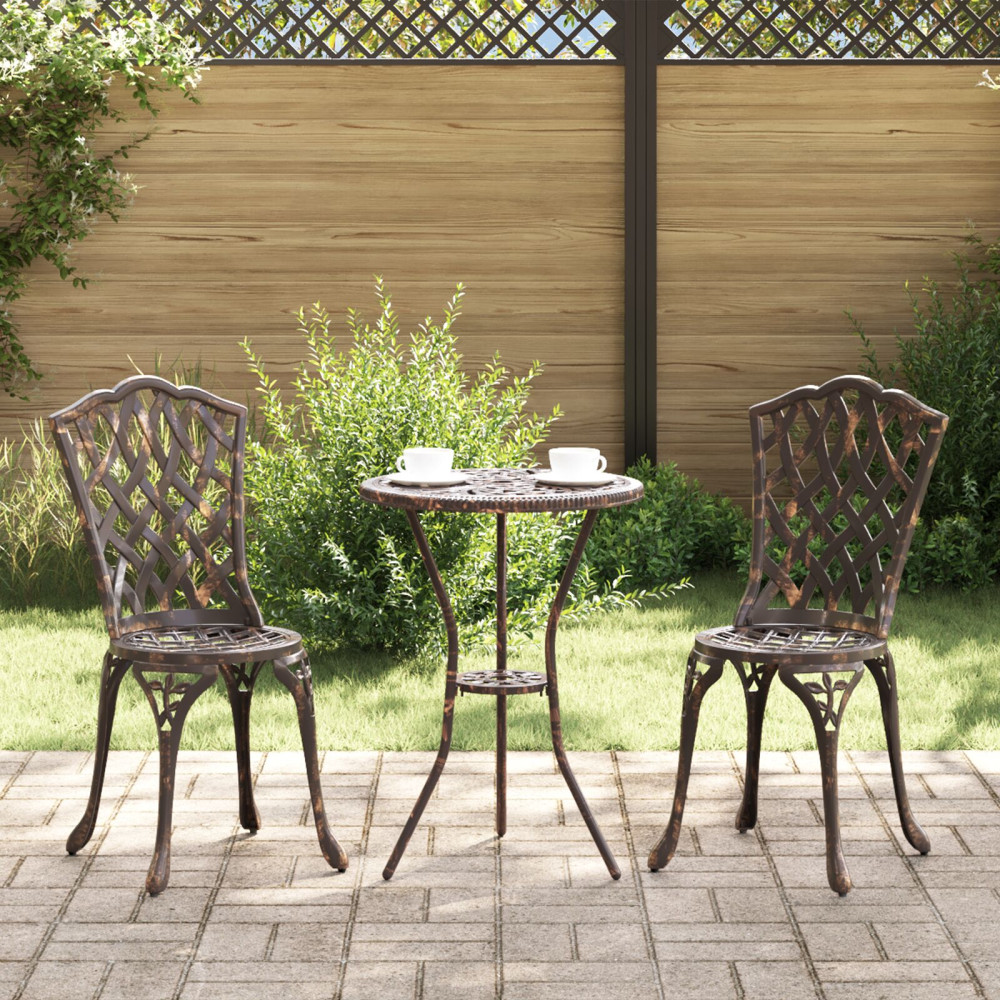 Produktbild för Trädgårds Bistro Set 3 pcs Brons Aluminium