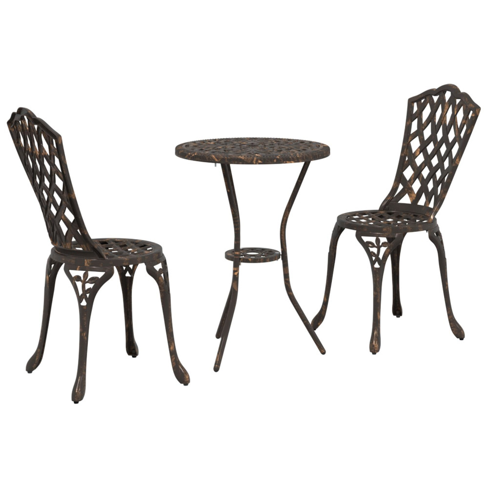 Produktbild för Trädgårds Bistro Set 3 pcs Brons Aluminium