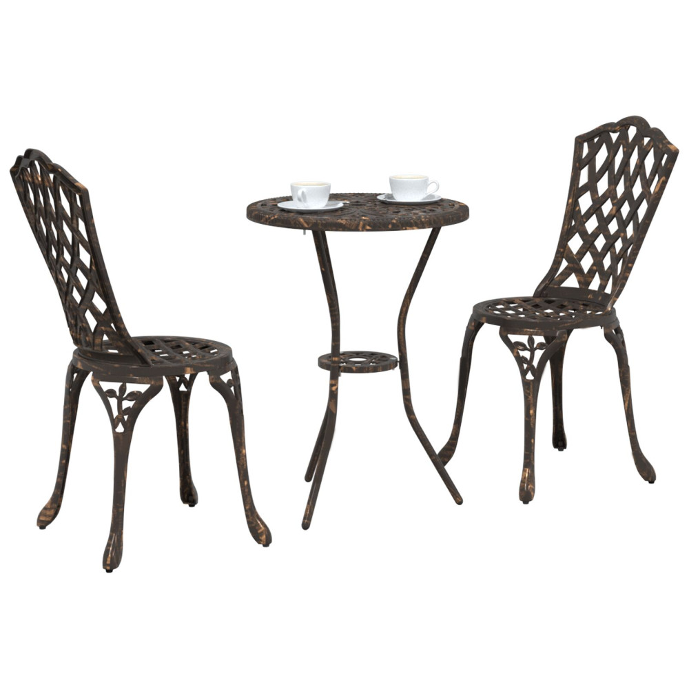 Produktbild för Trädgårds Bistro Set 3 pcs Brons Aluminium